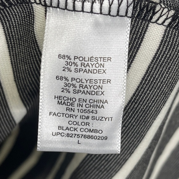 Peter Som Striped Fit and Flare Dress Black White Large - Picture 4 of 7